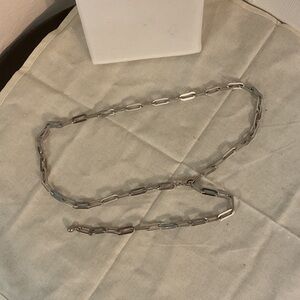 Silver Tone Chain Link Adjustable Belt, OS